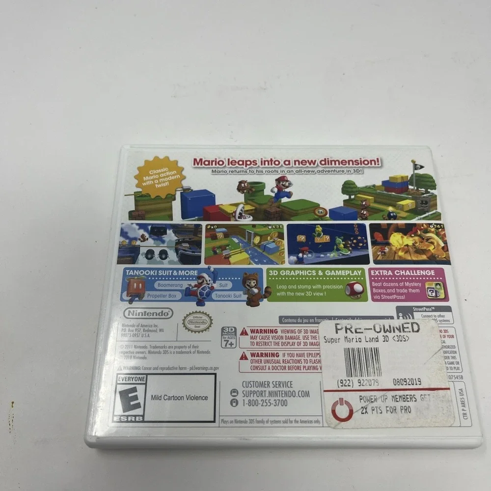 Case and Manual Only *NO GAME* Super Mario 3D Land Nintendo 3DS Authentic